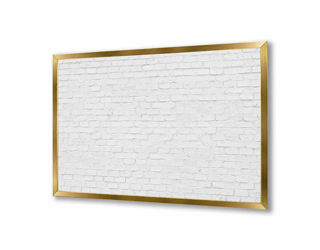 Metalen Magneetbord met print van Witte bakstenen muur perfect als decoratie