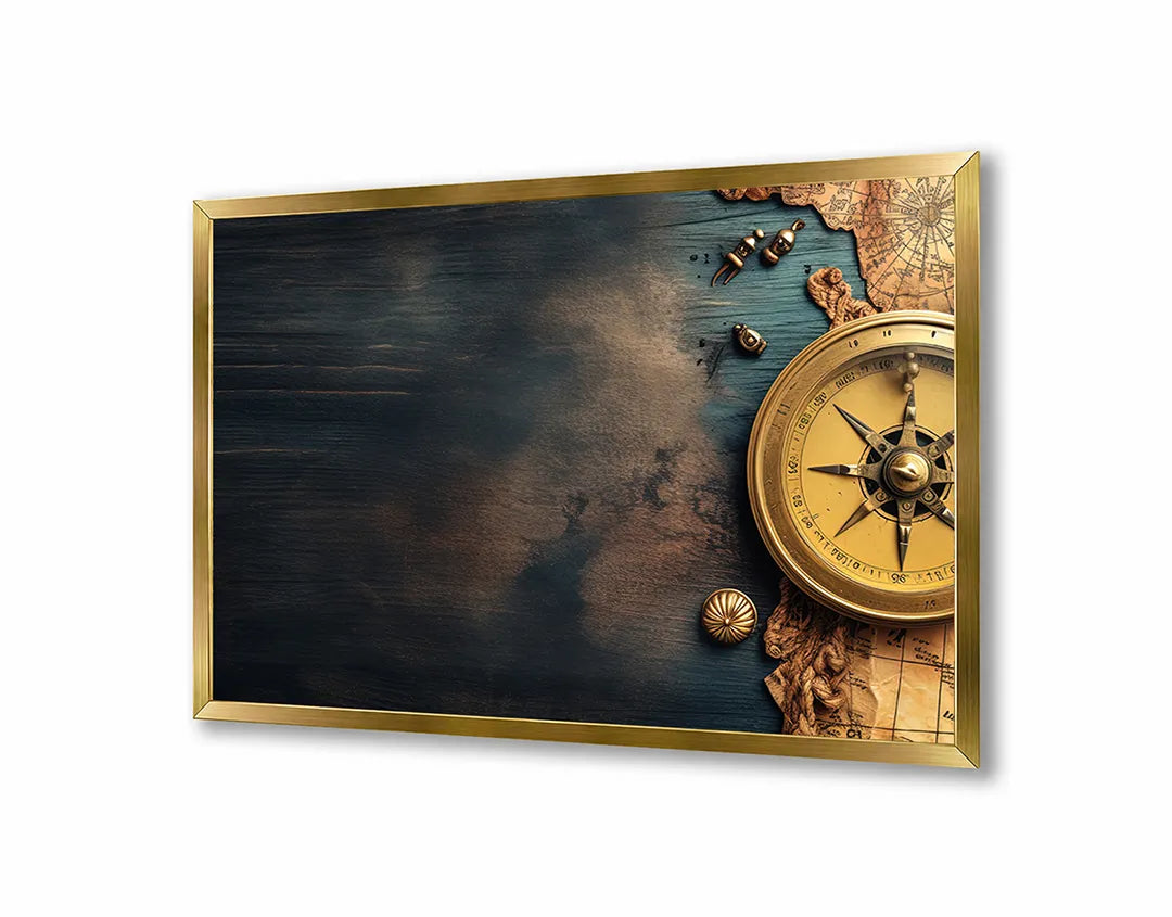 Metalen Magneetbord met print van Oud kompas op kaart perfect als decoratie