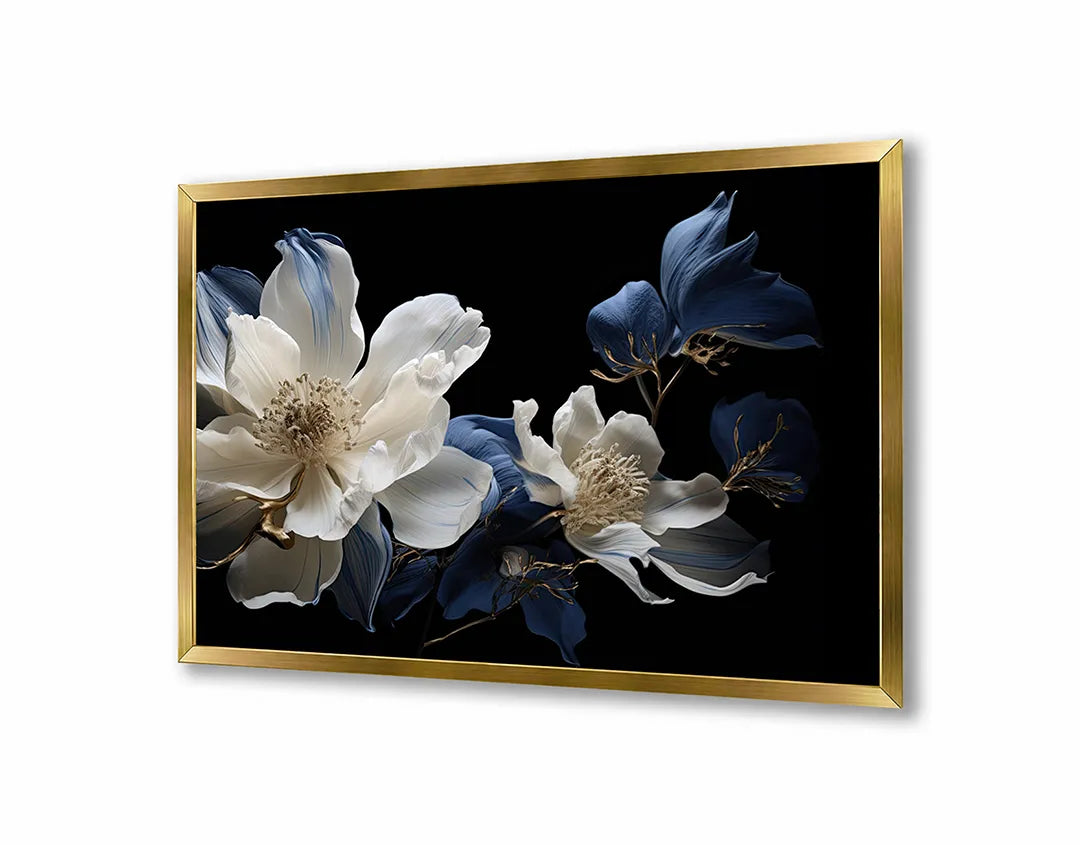 Metalen Magneetbord met print van Witte orchidee op zwart perfect als decoratie
