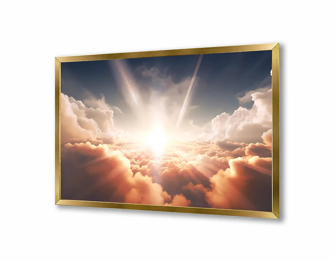 Metalen Magneetbord met print van Hemel wolken zonlicht perfect als decoratie