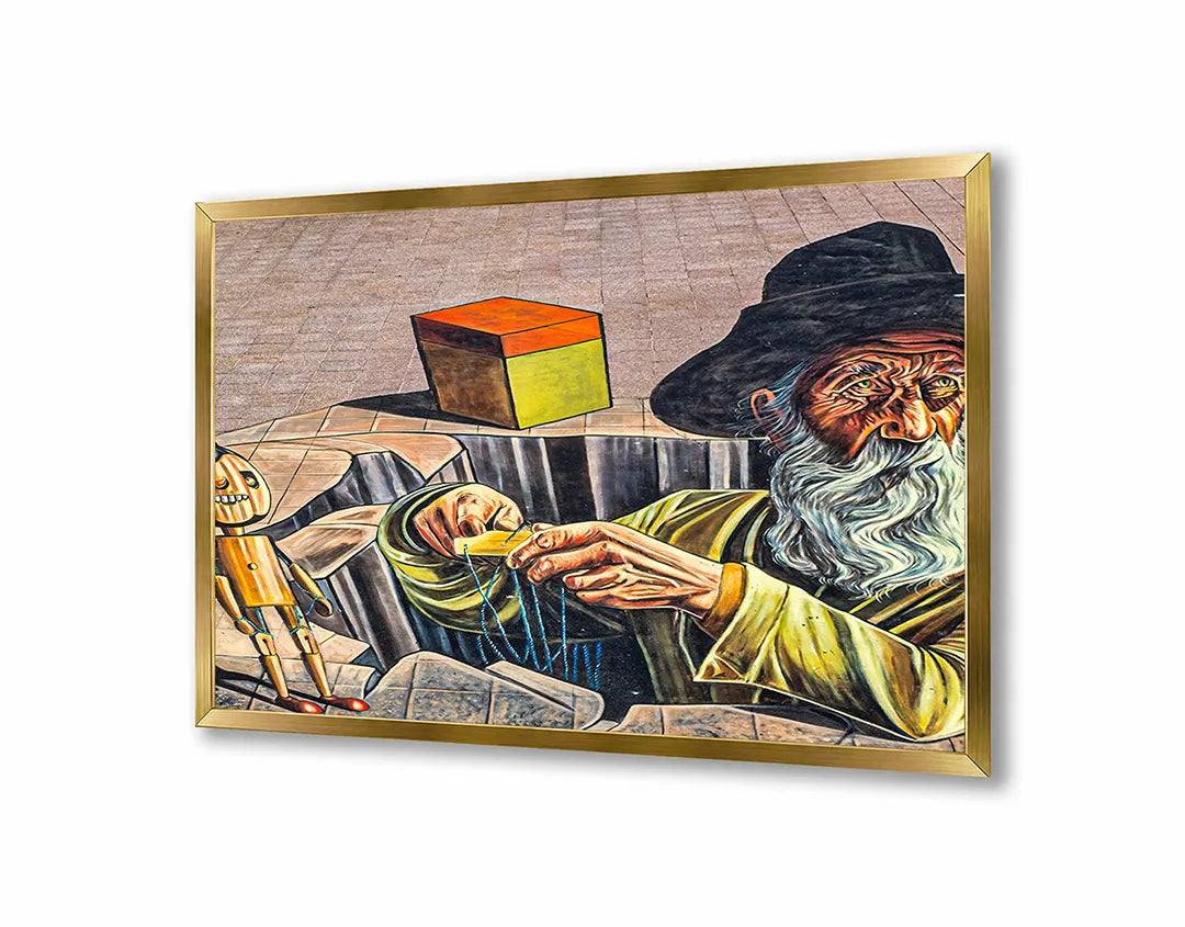 Metalen Magneetbord met print van Schilderij abstract gezicht perfect als decoratie