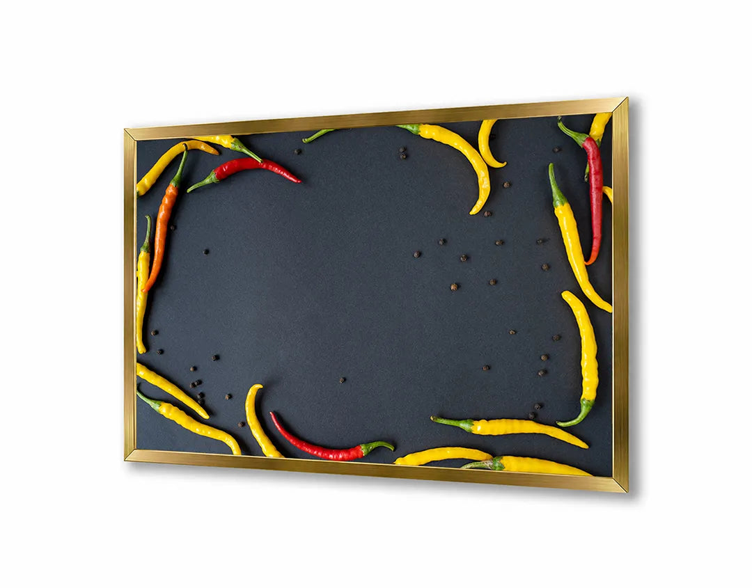 Metalen Magneetbord met print van Rode en gele pepers lijst perfect als decoratie