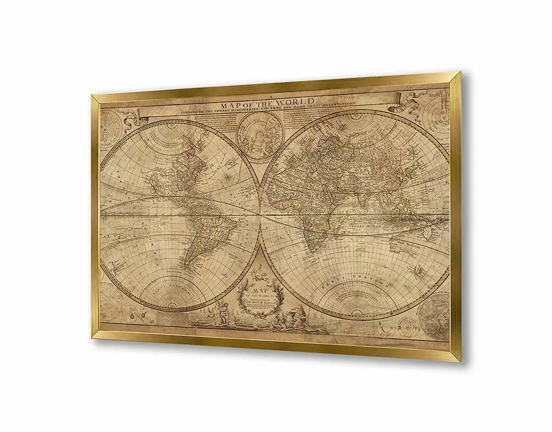 Metalen Magneetbord met print van Wereldbol vintage stijl perfect als decoratie