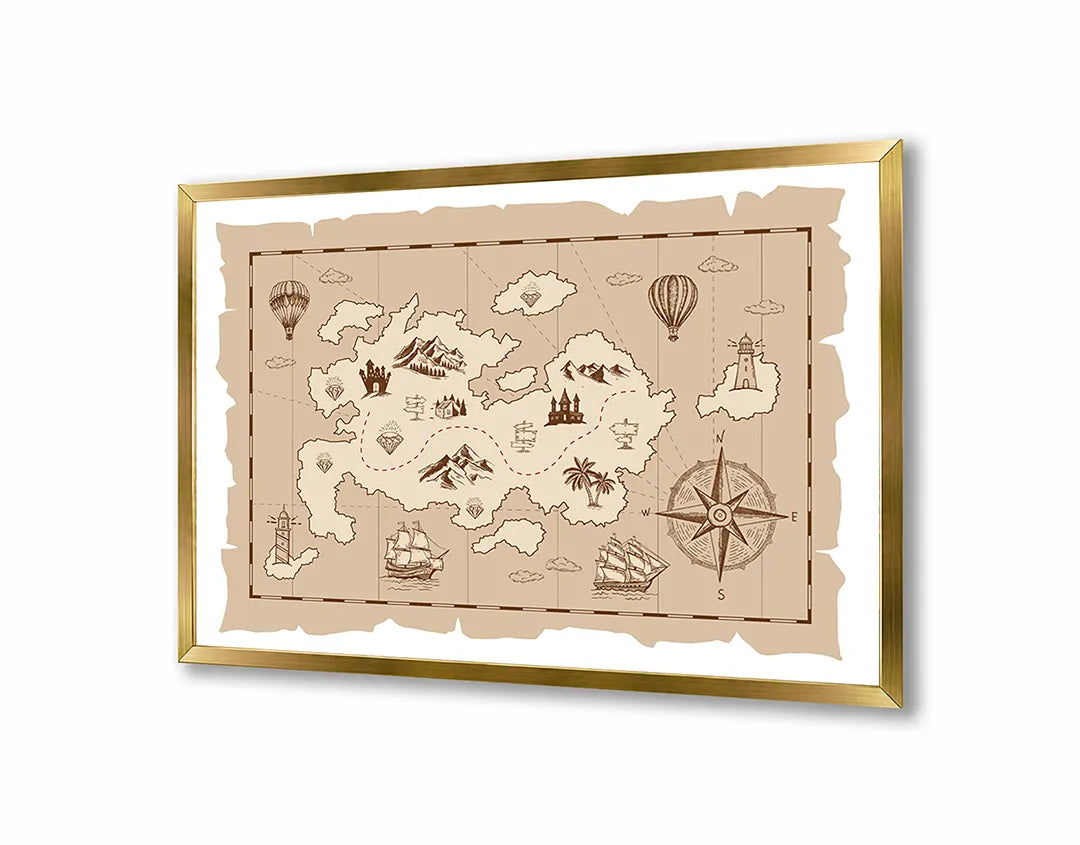Metalen Magneetbord met print van Eiland schatkaart perfect als decoratie