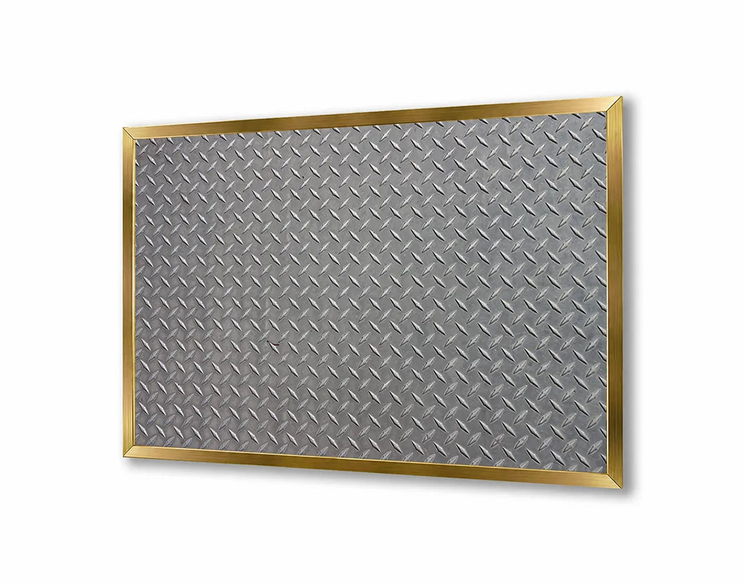 Metalen Magneetbord met afbeelding van metalen traanplaat textuur in zilver grijs kleuren