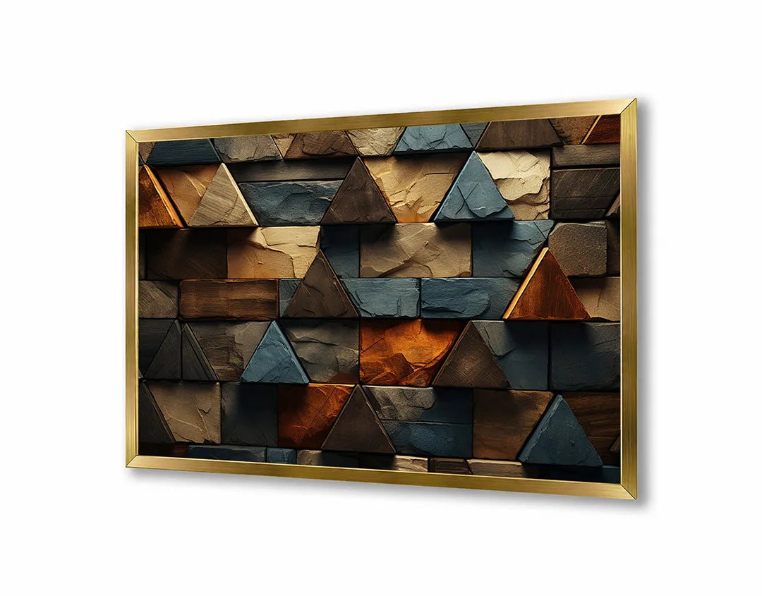 Metalen Magneetbord met print van Houten 3D driehoeken perfect als decoratie