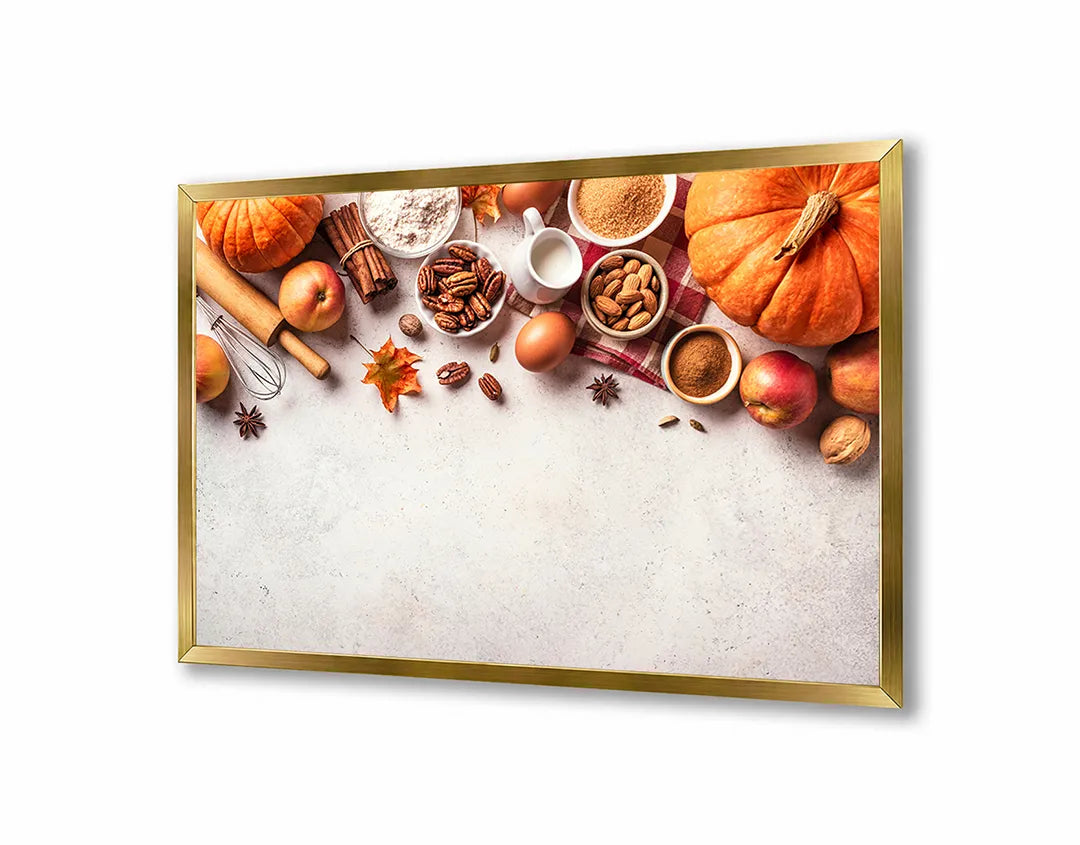 Metalen Magneetbord met print van Pompoenen en herfstkruiden perfect als decoratie