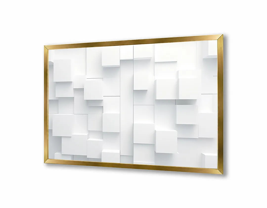 Metalen Magneetbord met print van Witte 3D blokken perfect als decoratie