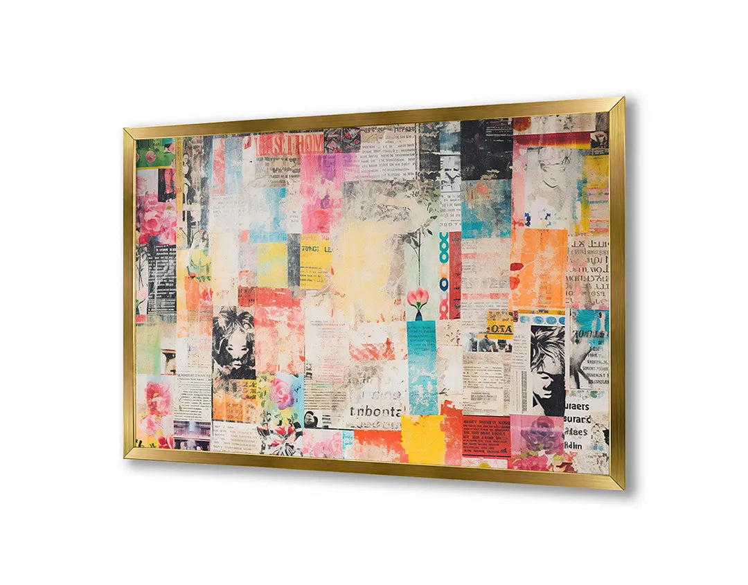 Metalen Magneetbord met print van Kleurrijke collage abstract perfect als decoratie