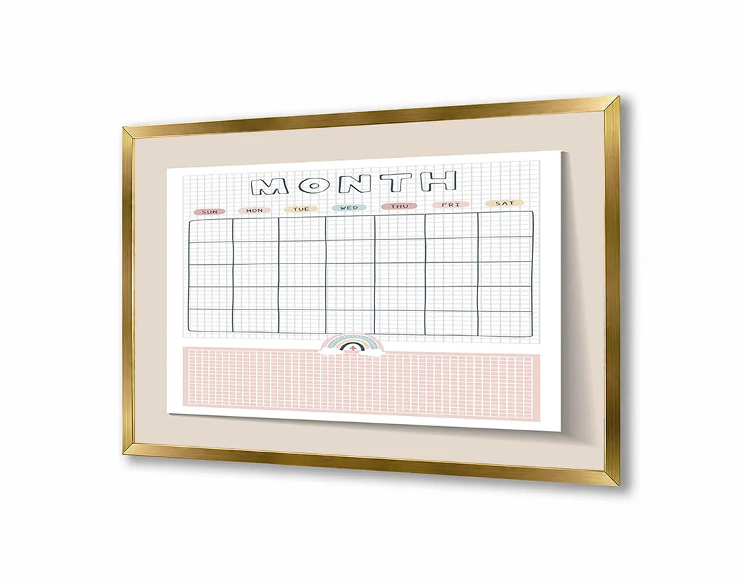 Metalen Magneetbord met print van Roze maandplanner perfect als decoratie