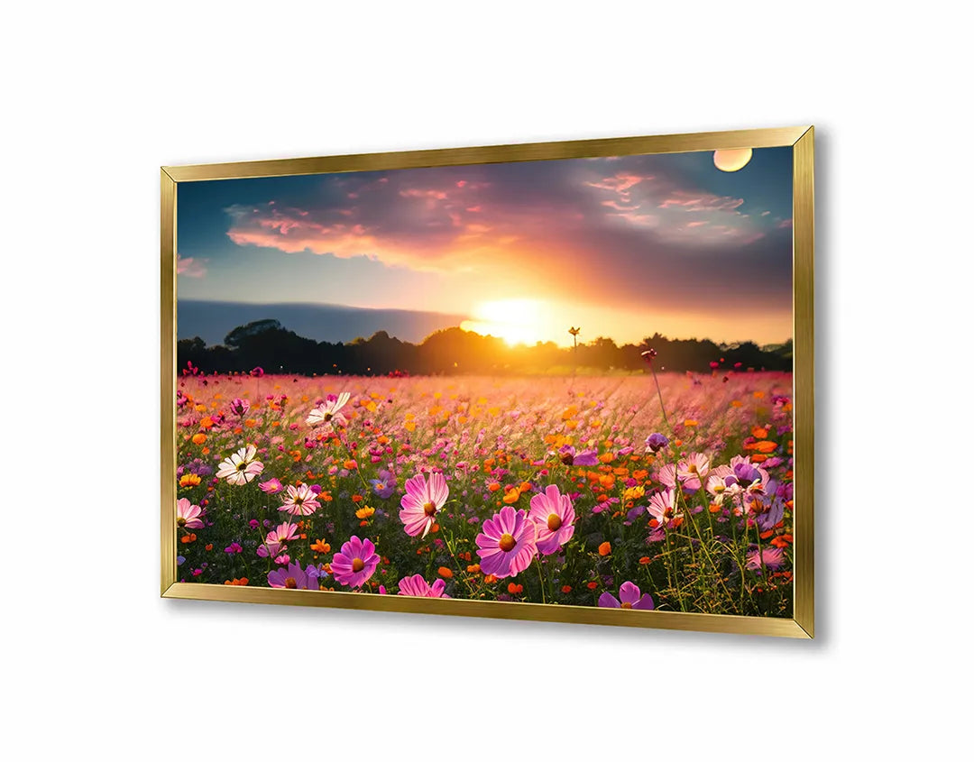 Metalen Magneetbord met print van Lavendelveld zonsondergang perfect als decoratie