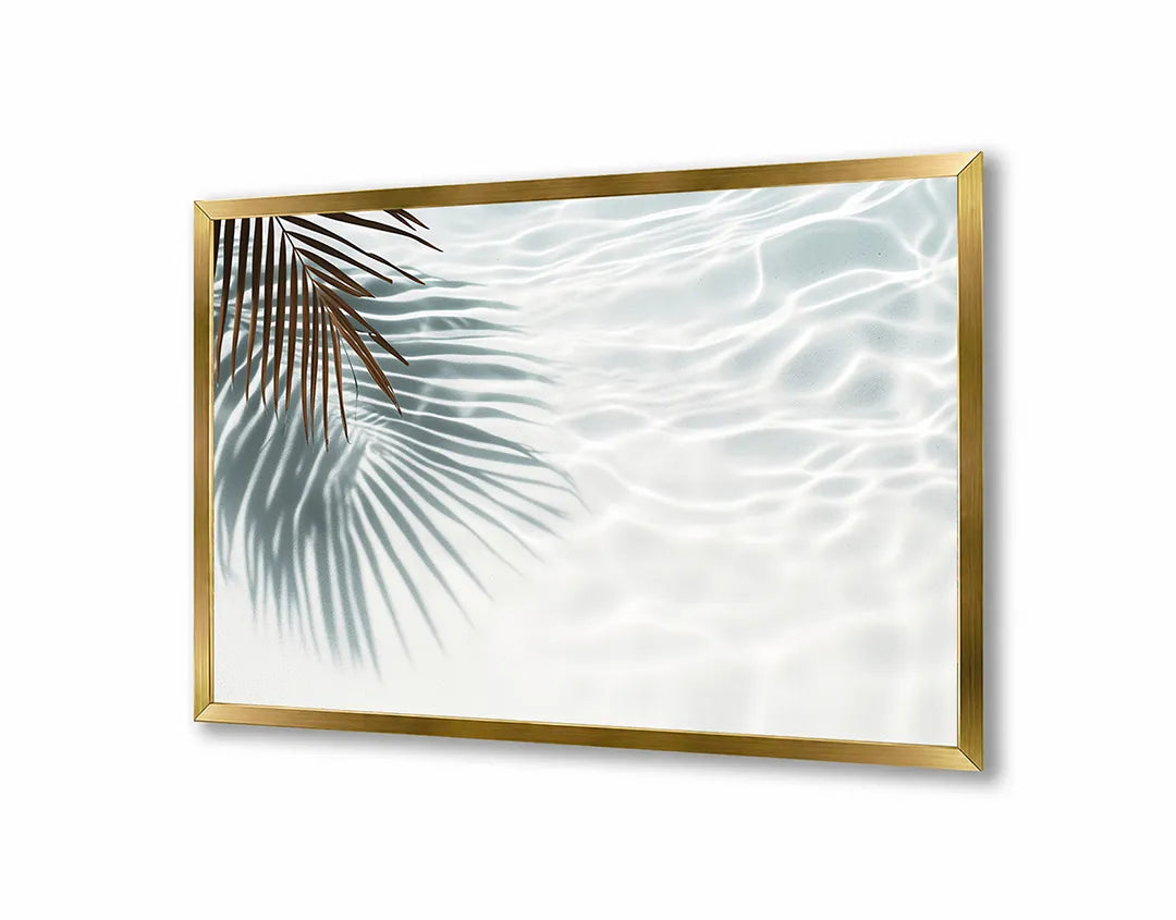 Metalen Magneetbord met print van Palmblad schaduw op wit perfect als decoratie