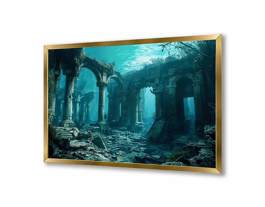 Metalen Magneetbord met print van Oude ruine in oerwoud perfect als decoratie