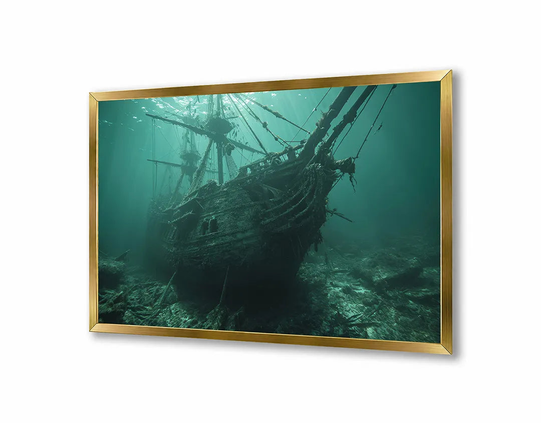 Metalen Magneetbord met print van Geestenschip onderwater perfect als decoratie