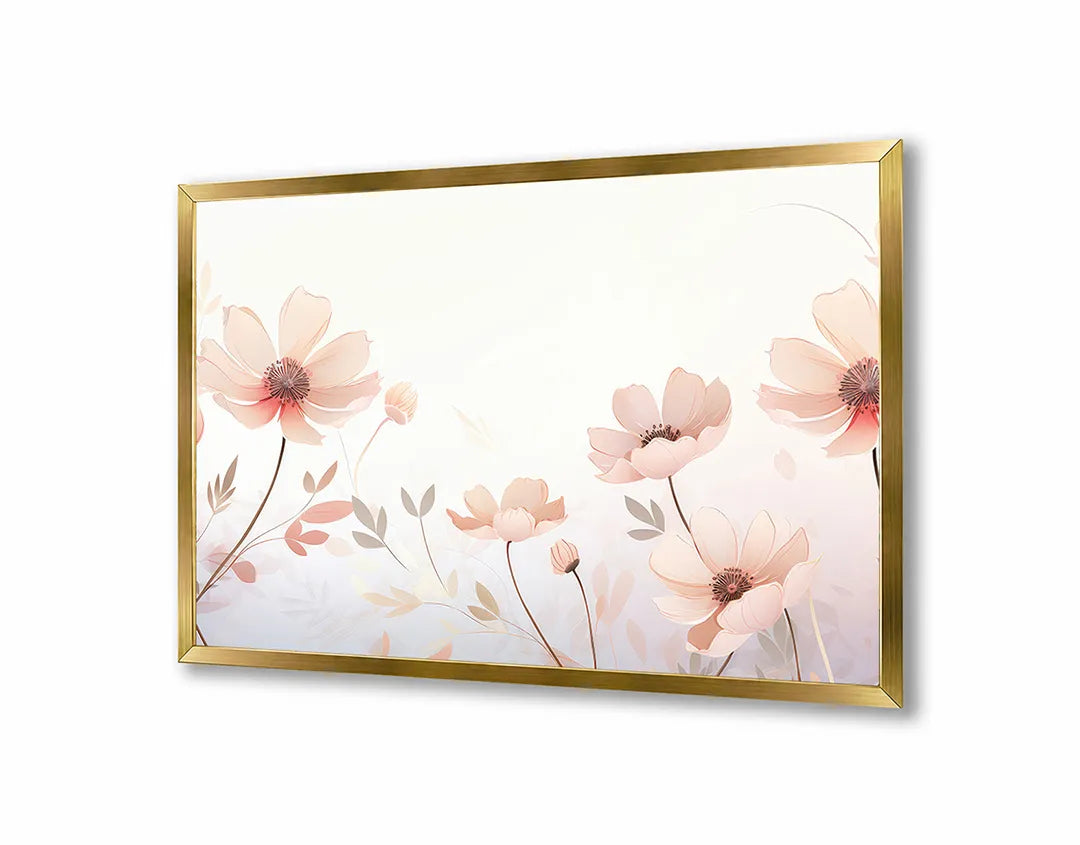 Metalen Magneetbord met print van Zachte roze bloemen aquarel perfect als decoratie