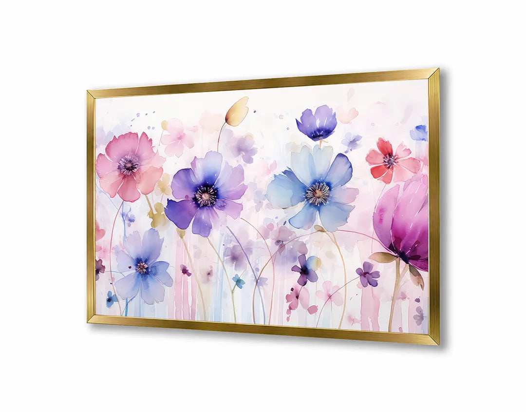 Metalen Magneetbord met print van Paarse bloemen veld perfect als decoratie