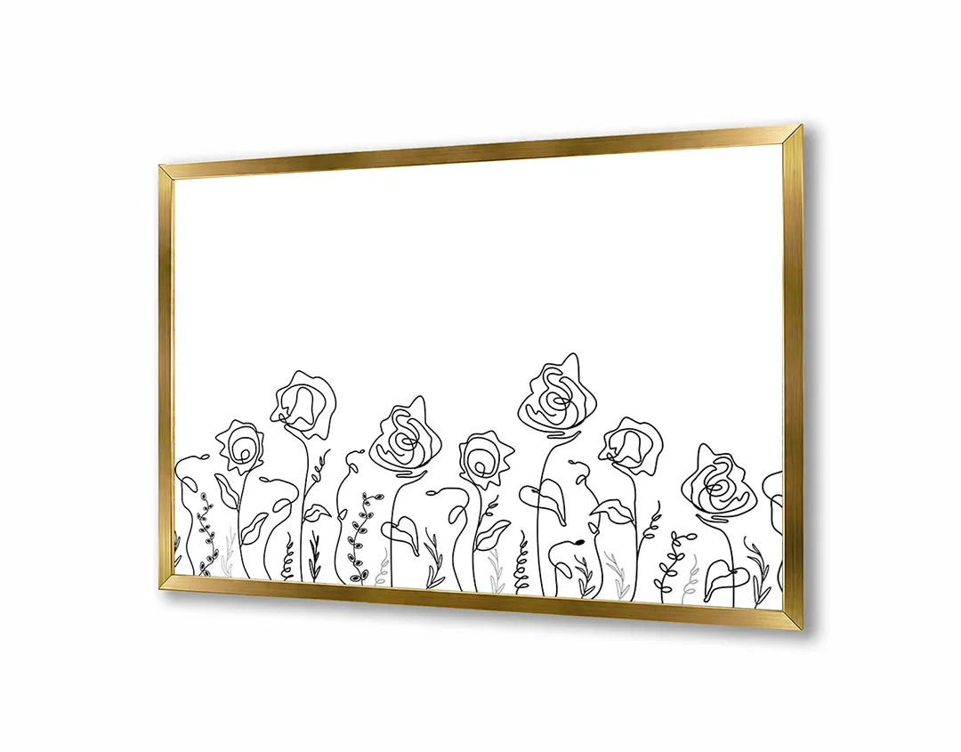 Metalen Magneetbord met print van Minimalistische bloemen lijntekening perfect als decoratie