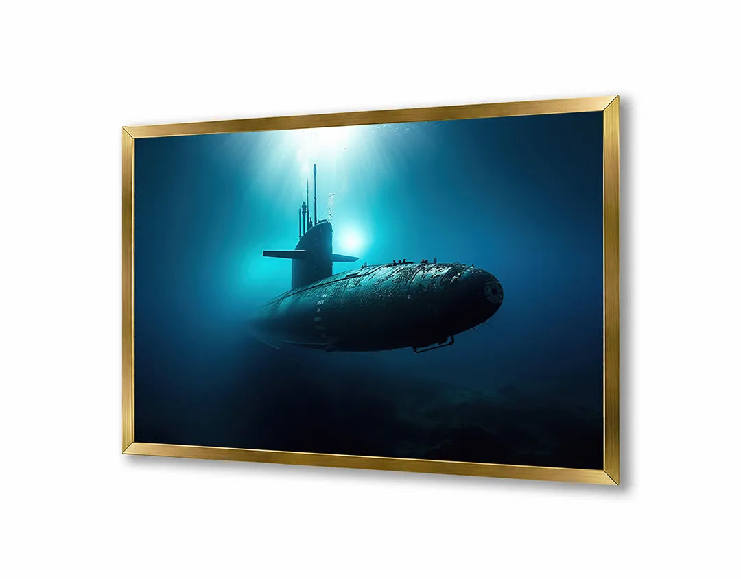 Metalen Magneetbord met print van Duikboot onderwater blauw perfect als decoratie