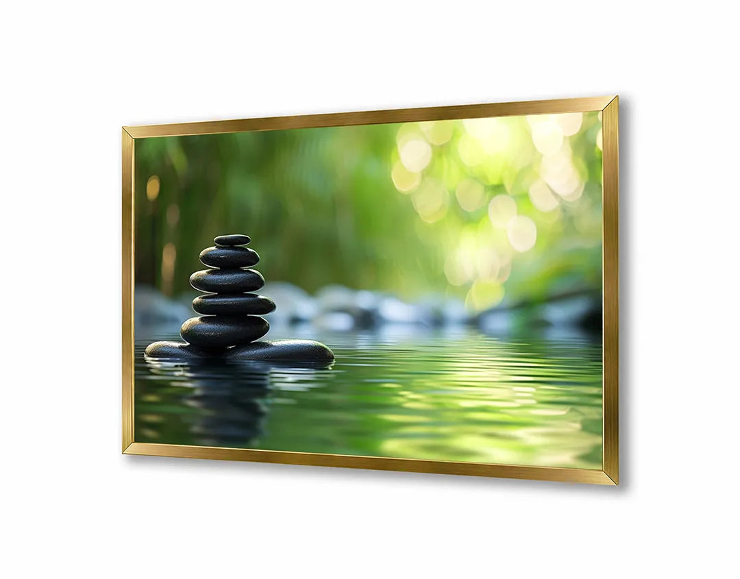 Metalen Magneetbord met print van Zen stenen balans water perfect als decoratie