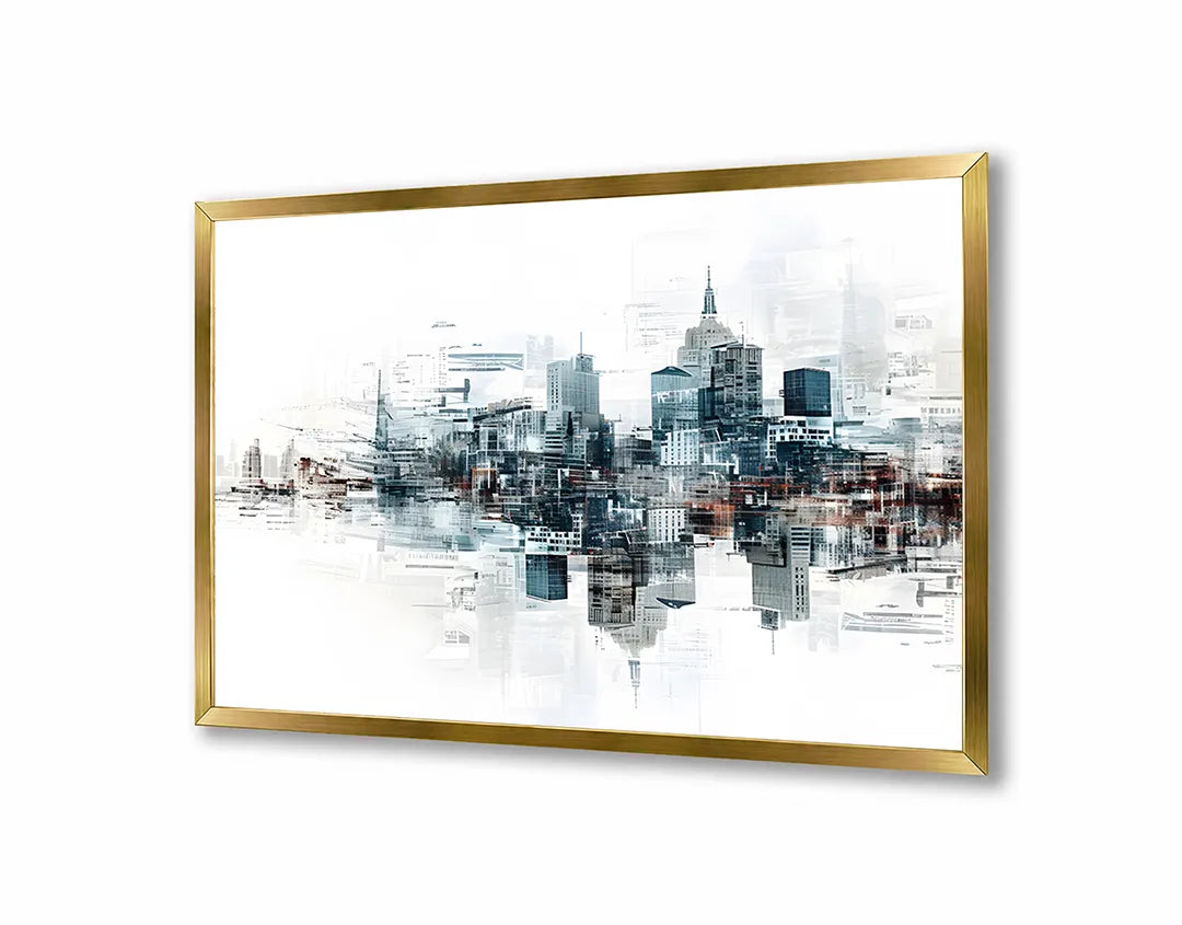 Metalen Magneetbord met print van Stad skyline waterkleur perfect als decoratie