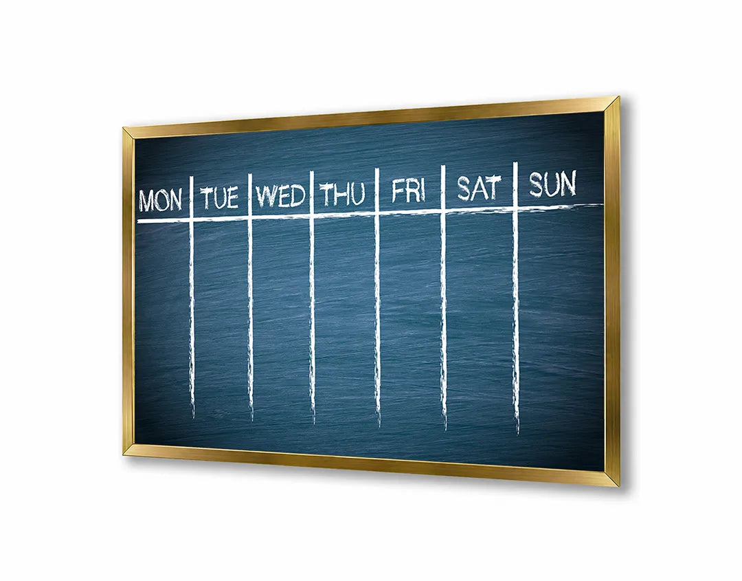 Metalen Magneetbord met afbeelding van donkerblauwe maandplanner in donkerblauw en wit kleuren