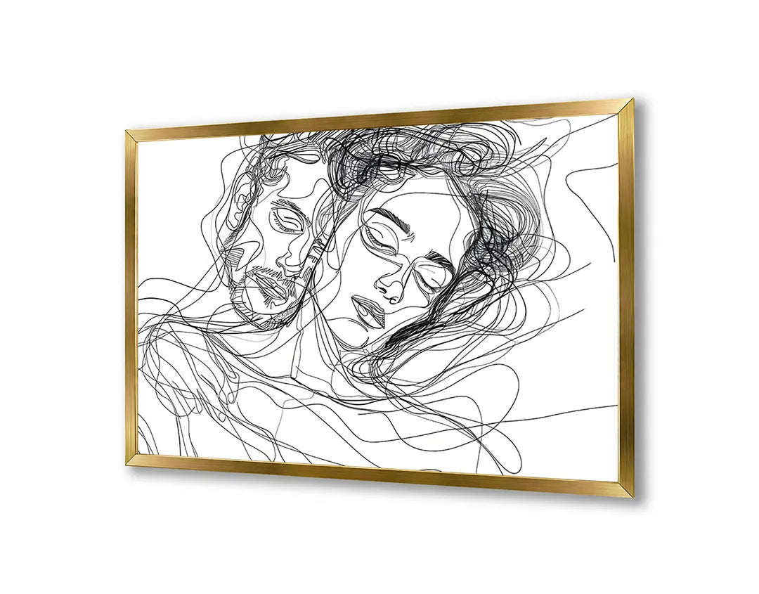 Metalen Magneetbord met print van Lijntekening koppel perfect als decoratie