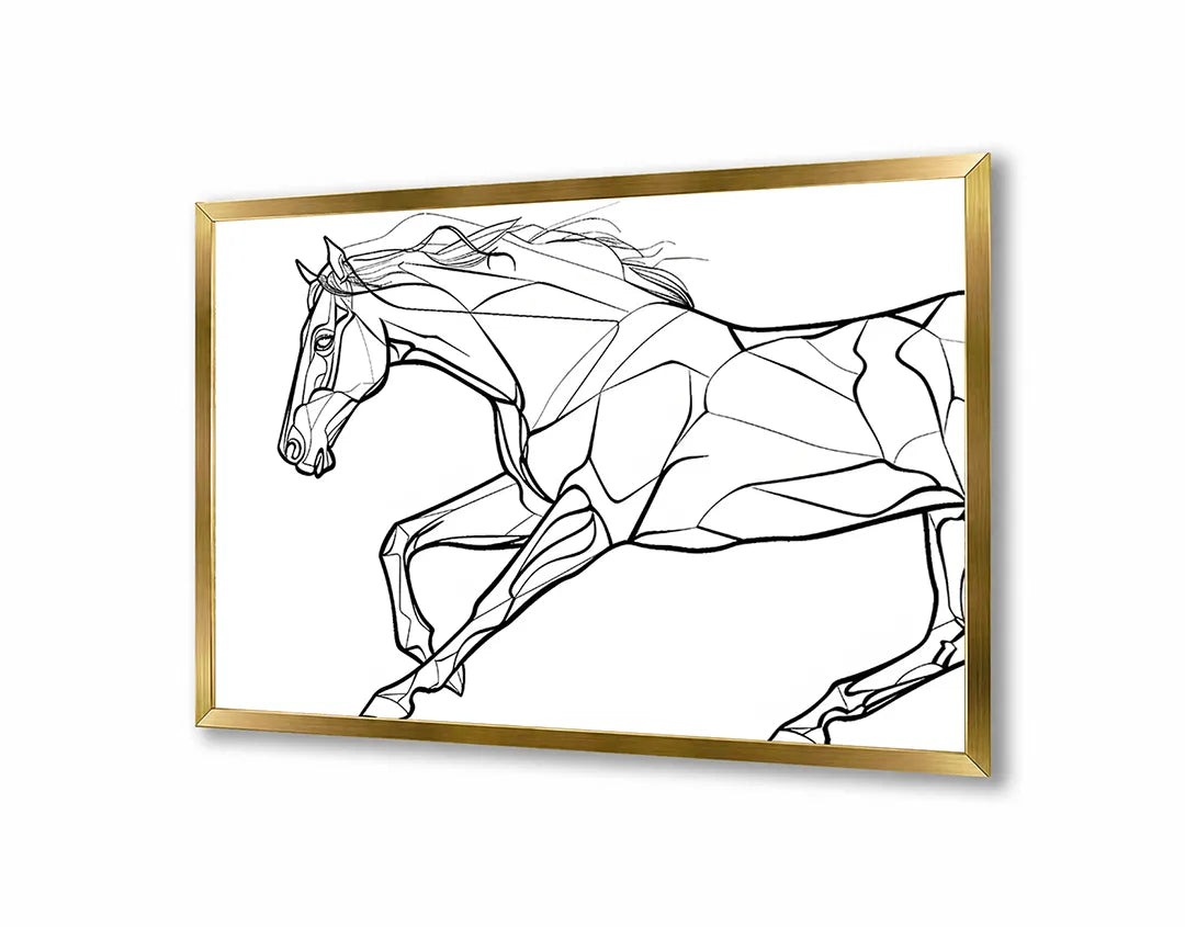 Metalen Magneetbord met print van Paard lijntekening rennend perfect als decoratie