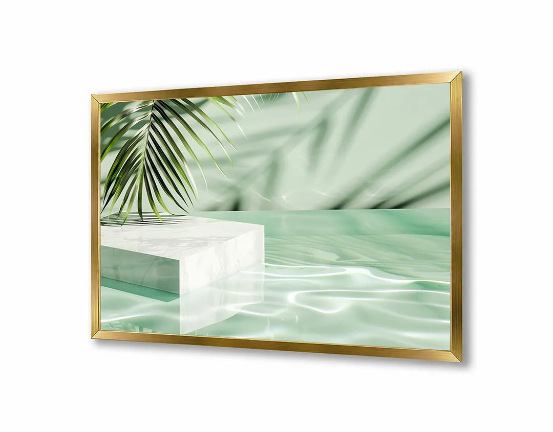 Metalen Magneetbord met print van Groen podium bladeren schaduw perfect als decoratie