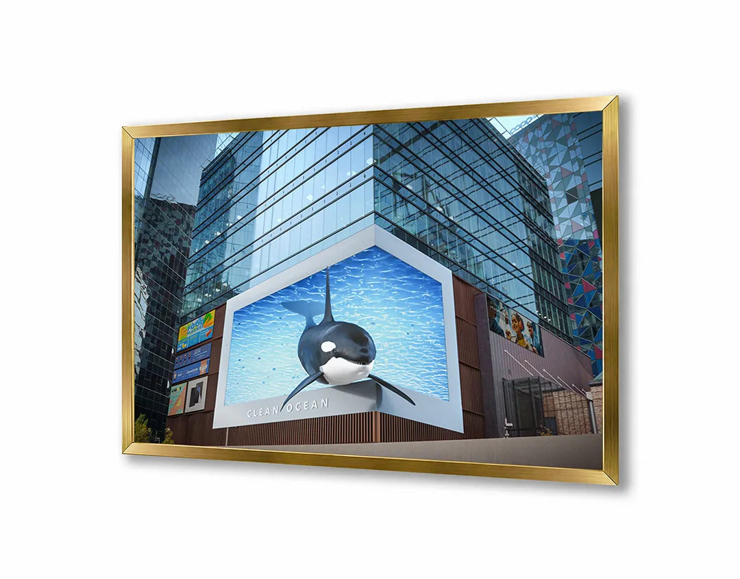 Metalen Magneetbord met print van Orka op groot scherm perfect als decoratie