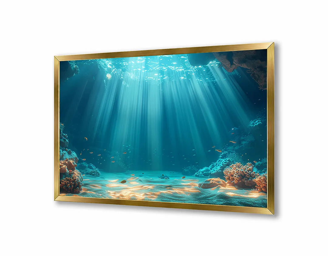 Metalen Magneetbord met print van Onderwater zonnestralen bodem perfect als decoratie