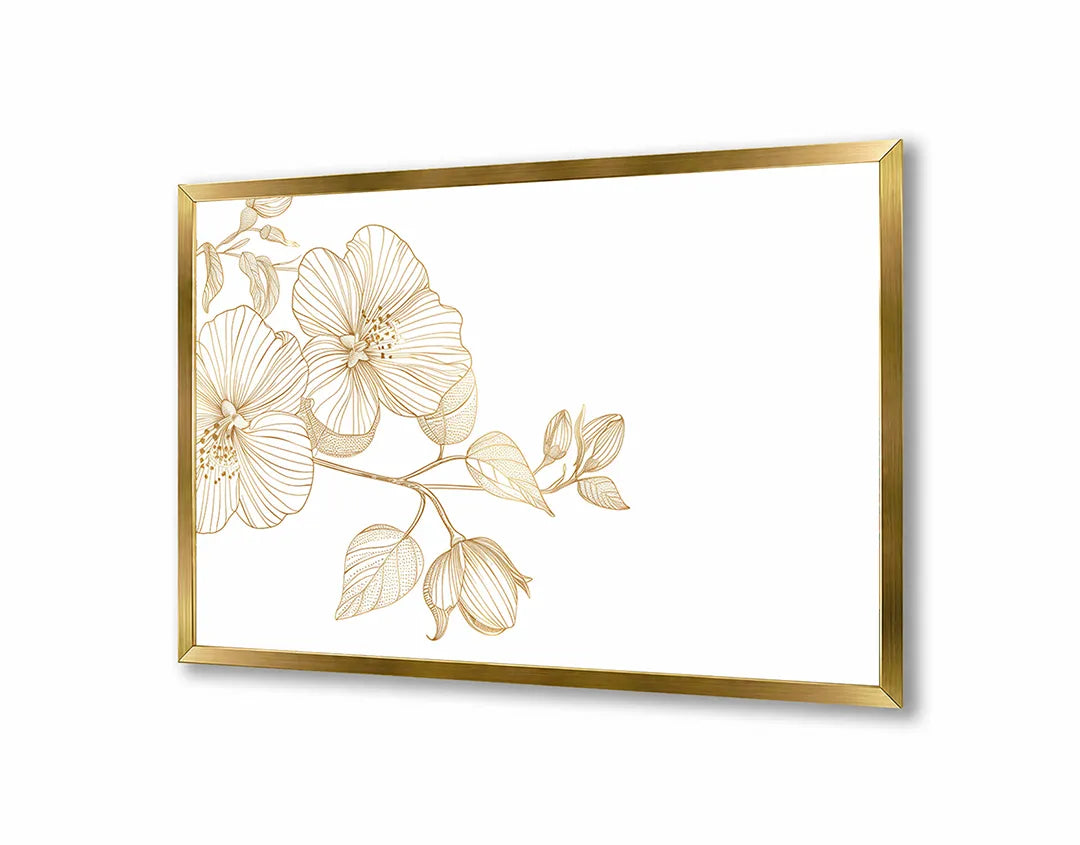 Metalen Magneetbord met print van Gouden bloemen tak perfect als decoratie