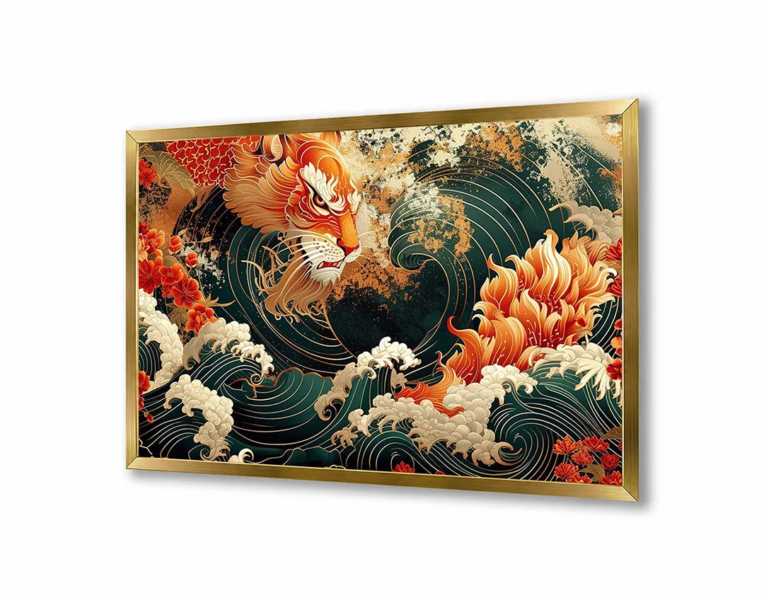 Metalen Magneetbord met hoogwaardige afbeelding van Aziatische tijger golf kunst voor aan de muur