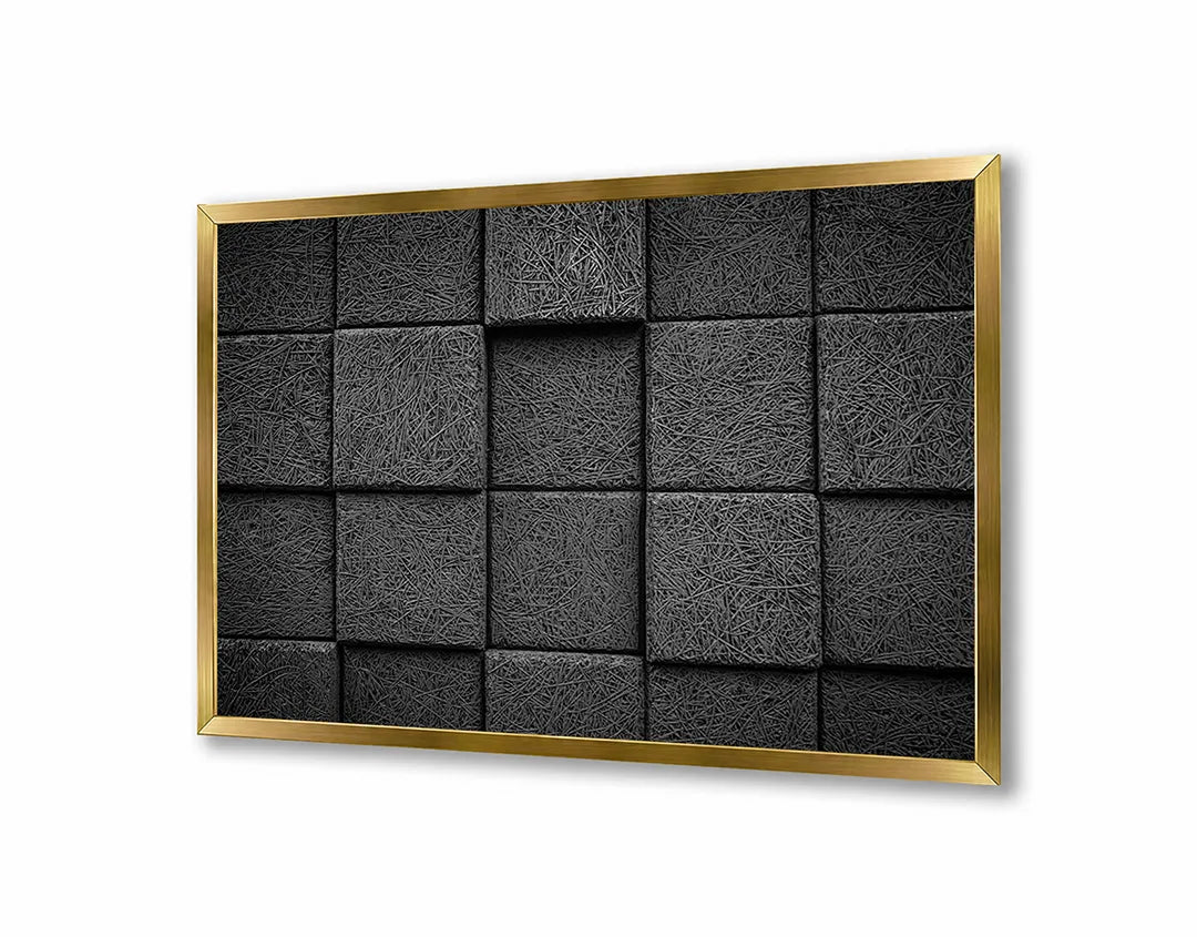 Metalen Magneetbord met hoogwaardige afbeelding van Zwarte 3D blokken vierkant voor aan de muur