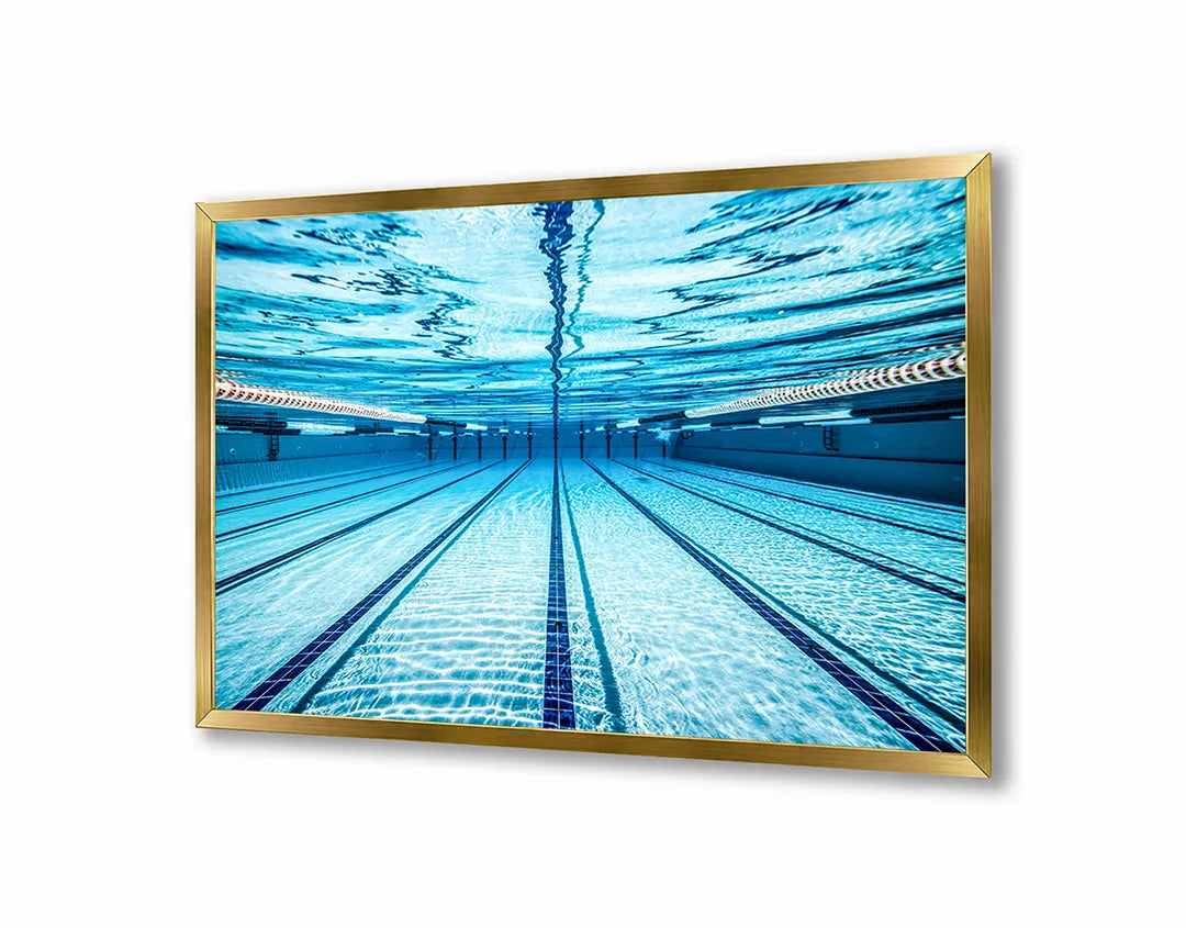 Metalen Magneetbord met afbeelding van zwembad waterlijnen in helder blauw kleuren