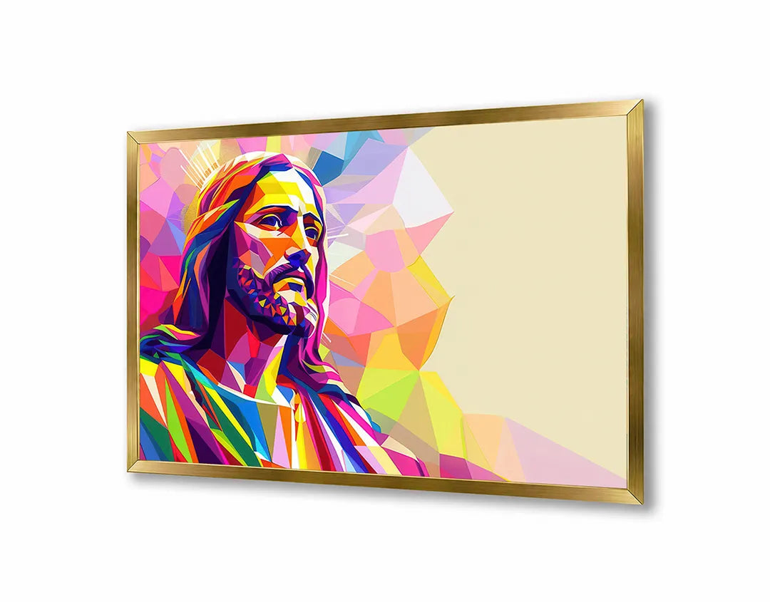 Metalen Magneetbord met hoogwaardige afbeelding van Kleurrijk portret jezus voor aan de muur