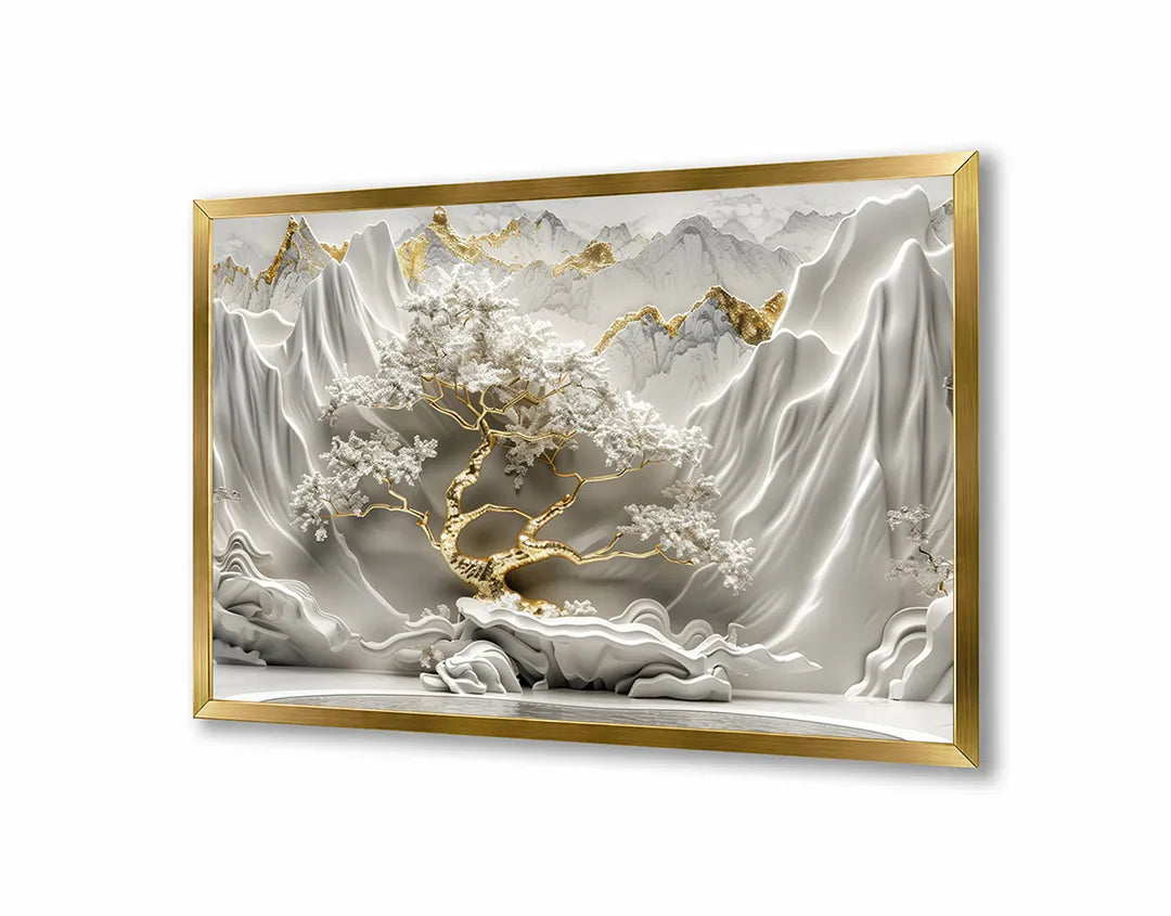 Metalen Magneetbord met hoogwaardige afbeelding van Witte relief bloemen voor aan de muur