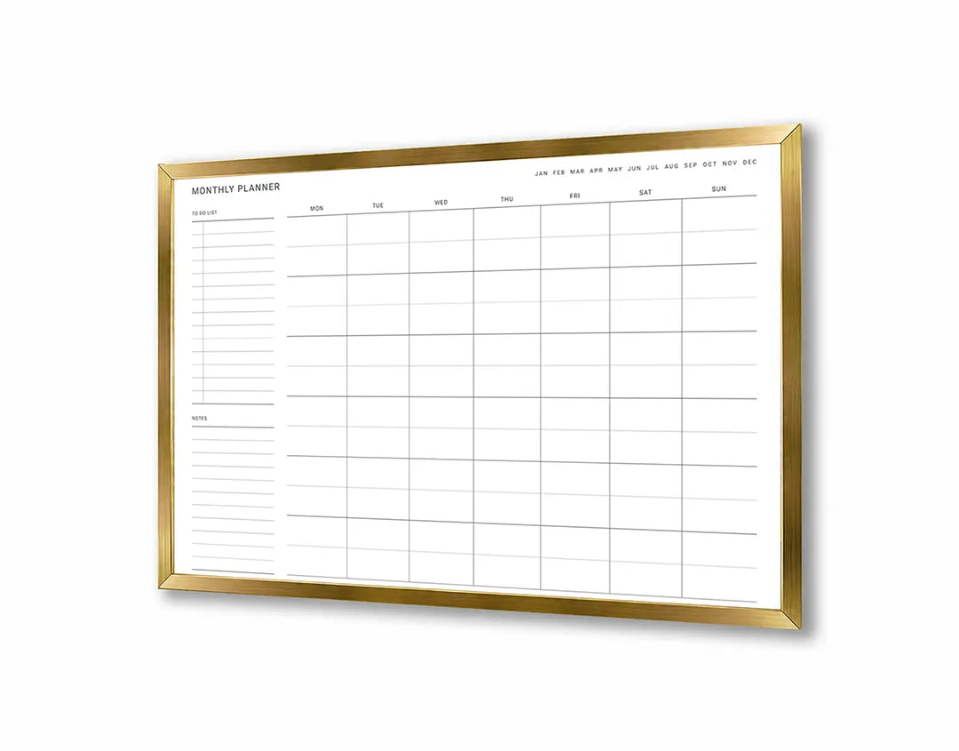 Metalen Magneetbord met hoogwaardige afbeelding van Strakke maandplanner wit voor aan de muur