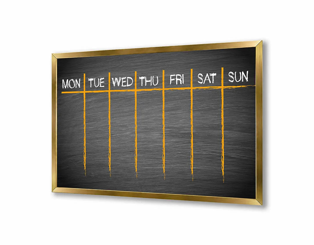 Metalen Magneetbord met afbeelding van krijtbord weekplanner in donker krijtbord grijs kleuren