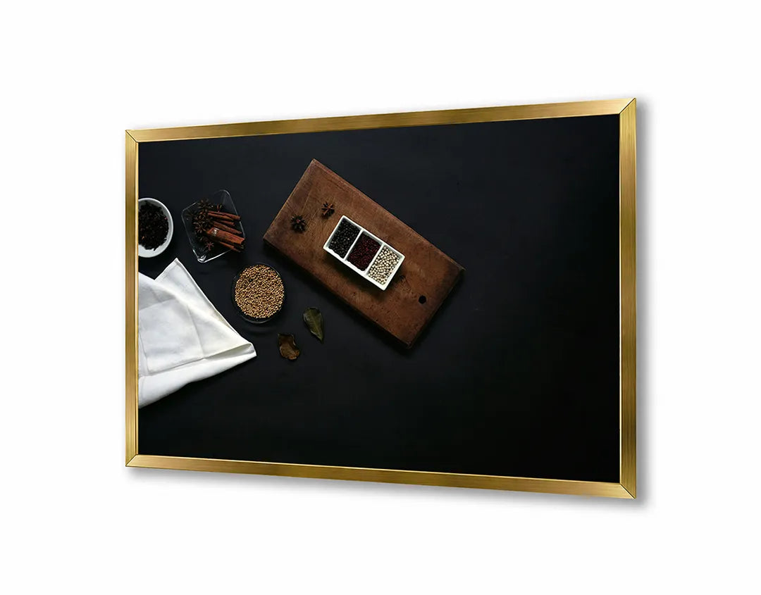 Metalen Magneetbord met print van Koffiekopjes en bonen hout perfect als decoratie