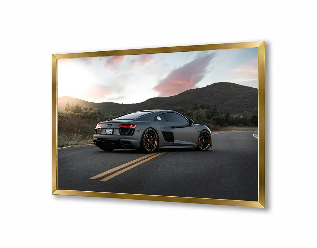 Metalen Magneetbord met print van Sportauto op bergweg perfect als decoratie