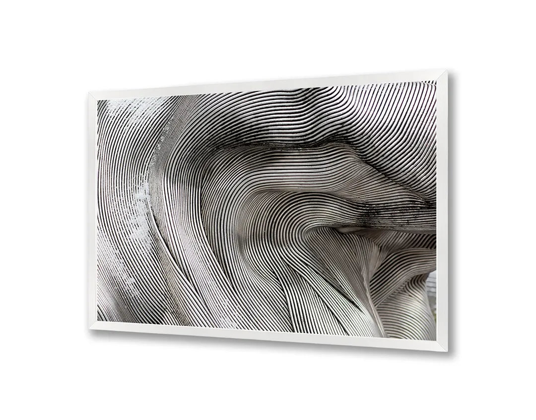 Metalen Magneetbord met afbeelding van abstracte vloeiende lijnen in zilvergrijs kleuren