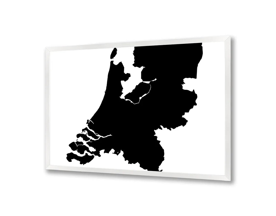 Metalen Magneetbord met afbeelding van Nederland landkaart silhouet in zwart-wit kleuren