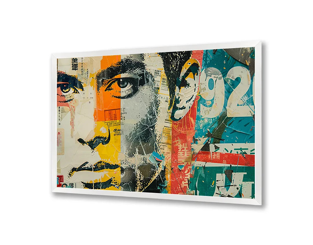 Metalen Magneetbord met hoogwaardige afbeelding van Abstract mannengezicht pop art voor aan de muur