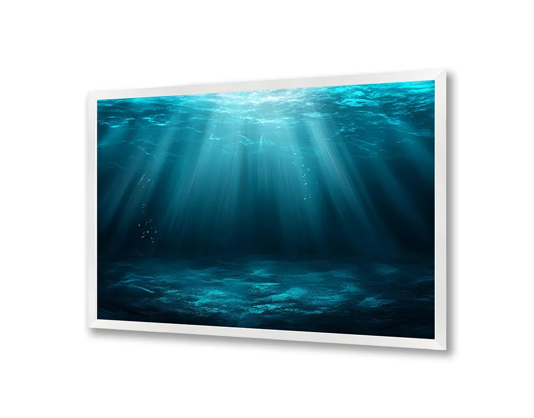 Metalen Magneetbord met hoogwaardige afbeelding van Onderwater met lichtstralen blauw voor aan de muur