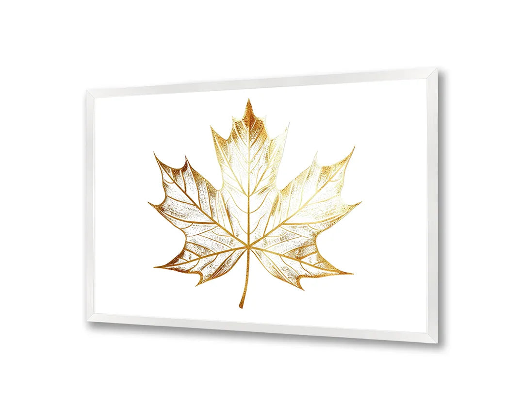 Metalen Magneetbord met hoogwaardige afbeelding van Gouden esdoornblad wit voor aan de muur