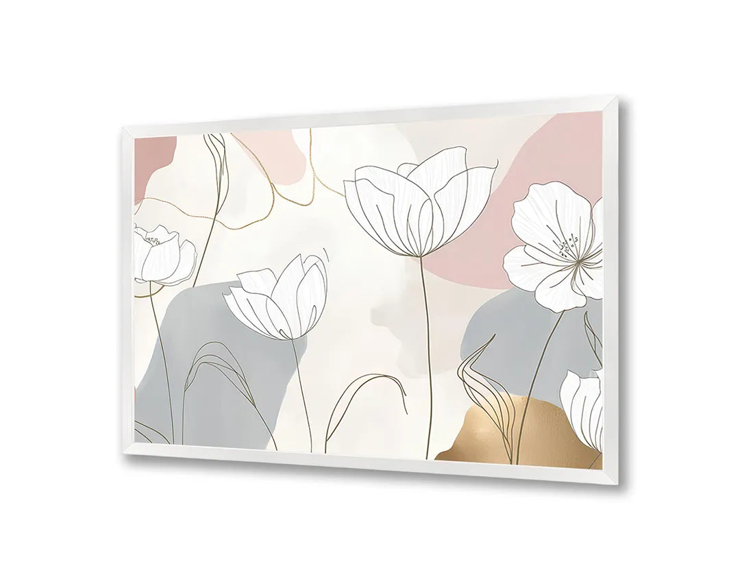 Metalen Magneetbord met hoogwaardige afbeelding van Minimalistische bloemen pastel voor aan de muur
