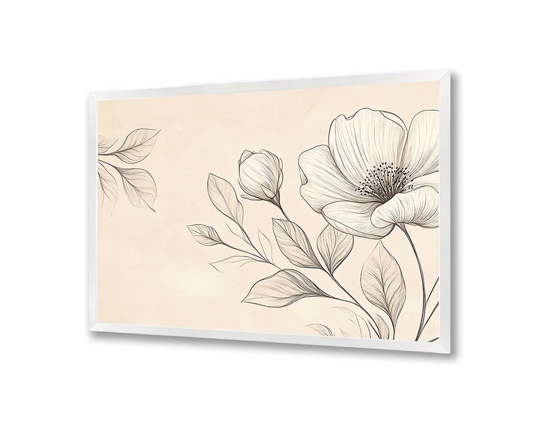 Metalen Magneetbord met hoogwaardige afbeelding van Beige bloemen illustratie voor aan de muur