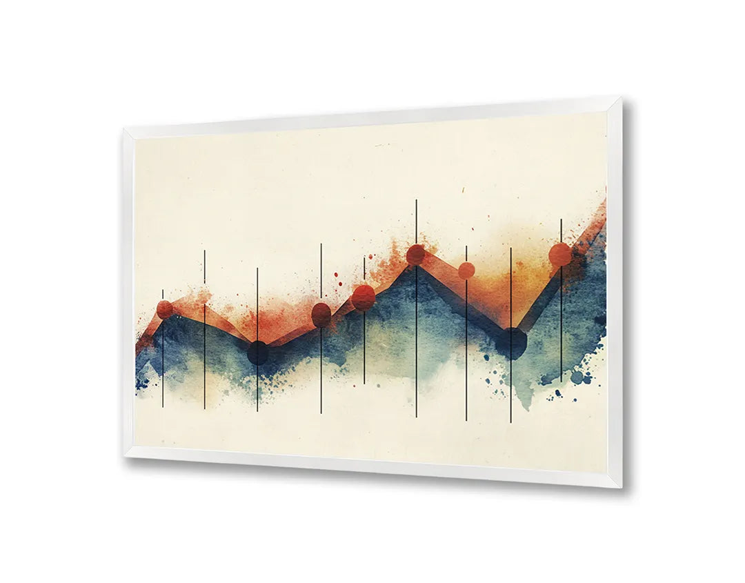 Metalen Magneetbord met hoogwaardige afbeelding van Abstracte bergen waterkleur voor aan de muur