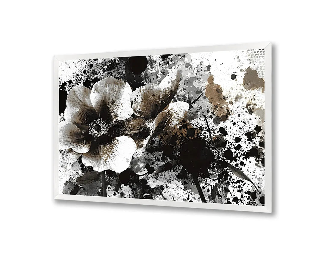 Metalen Magneetbord met hoogwaardige afbeelding van Zwarte inkt bloem spatten voor aan de muur