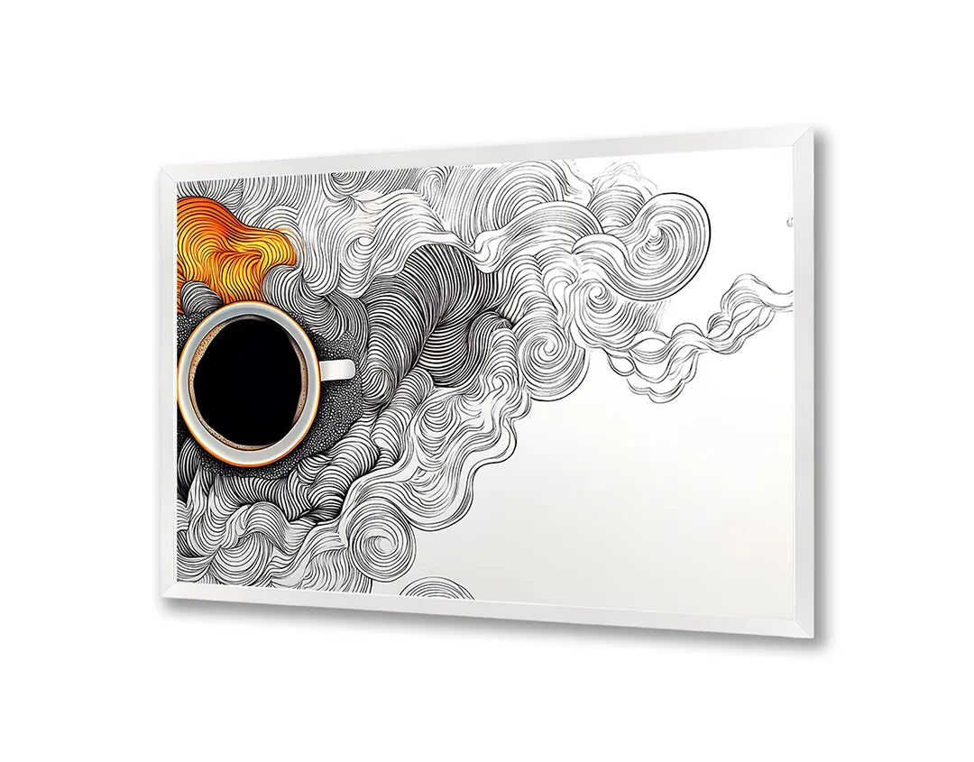 Metalen Magneetbord met hoogwaardige afbeelding van Koffiekopje doodle kunst voor aan de muur